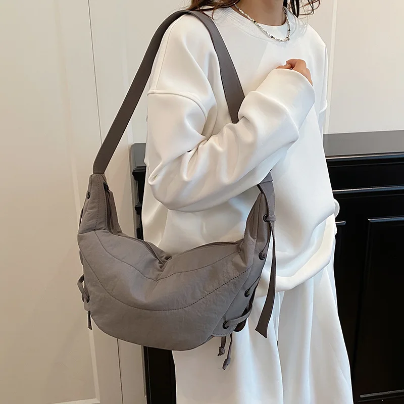 

Сумка-облако Half Moon Croissant, стеганые сумки через плечо для женщин, сумка на плечо с хлопковой подкладкой, модельерские сумки в форме полумесяца, НОВИНКА