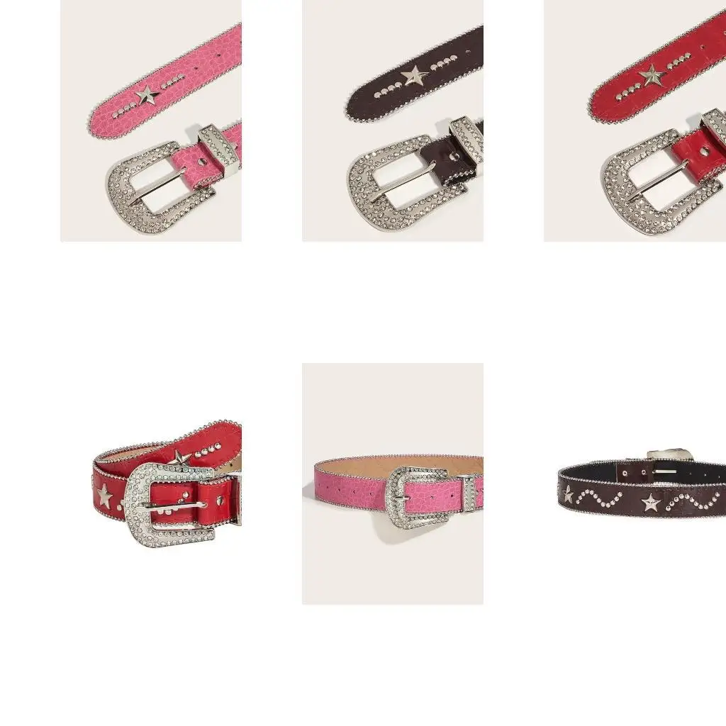 

39BB Blingbling Crystal Belts for Jeans Star Studded Belt for Punk Girls Street
