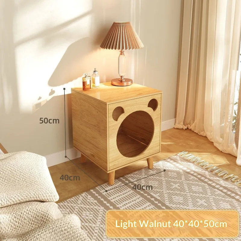 Living Room Cabinet Small Solid Wood Cat House Bedside Storage Cabinet Nightstand Drawers Dresser Pet Friendly Furniture view 5