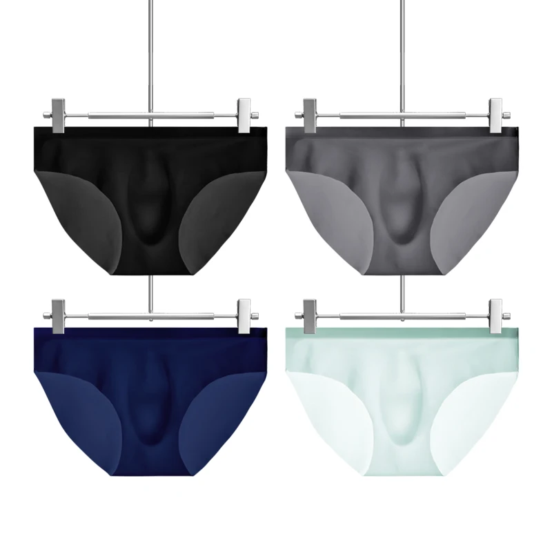 

5PCS Men's underwear, men's ice silk briefs, summer breathable, quick-drying, seamless shorts, transparent ultra-thin.