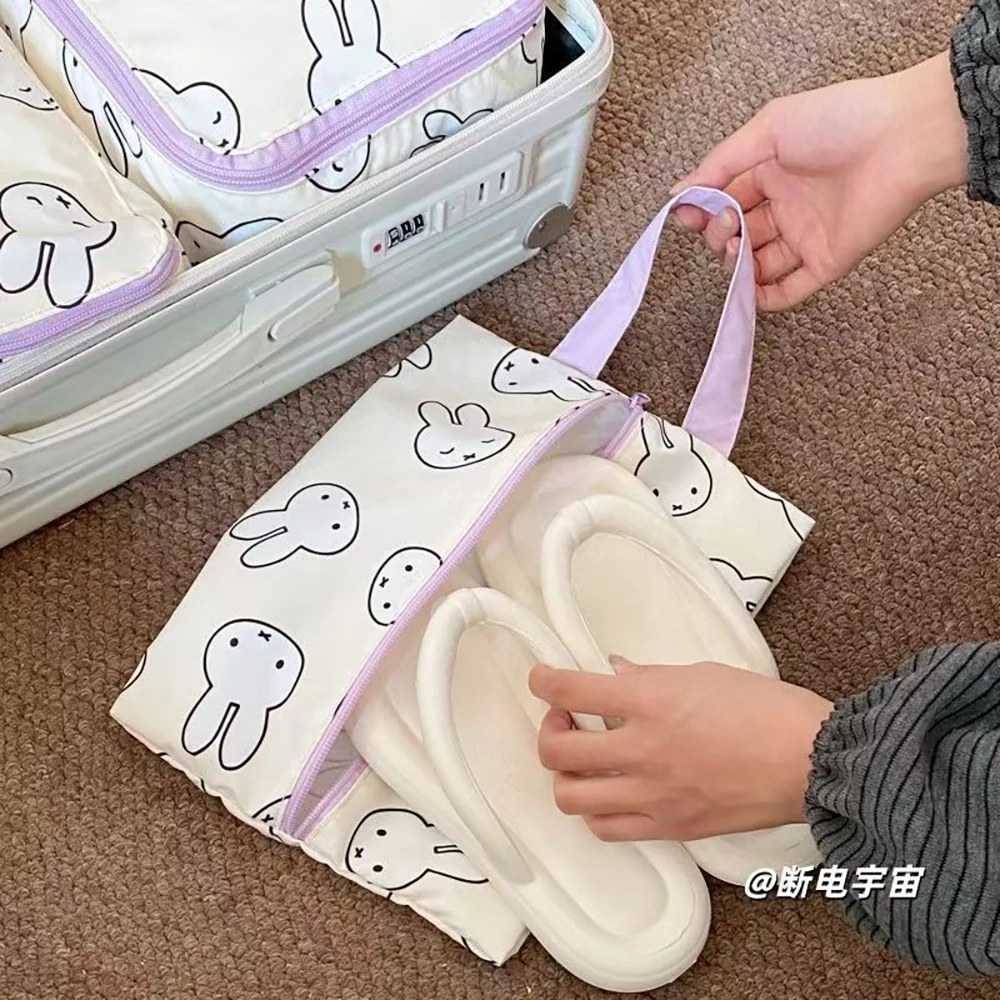 Kawaii Miffy حقيبة تخزين السفر لطيف أرنب سستة مربع حقيبة الأمتعة المنظم الملابس المحمولة الملابس الداخلية الحقيبة فتاة هدية #6