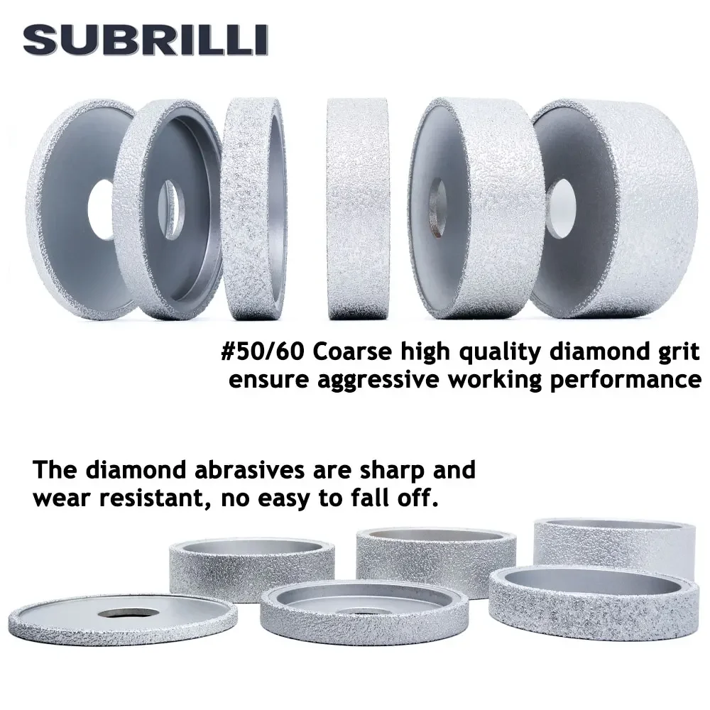 SUBRILLI Hút Chân Không Chia Lửa Bằng Đồng Nguyên Kim Cương Hồ Sơ Đá Mài Nòng 20Mm 3Inch/75Mm Mài Bánh Xe Bullnose Cột edge Chà Nhám