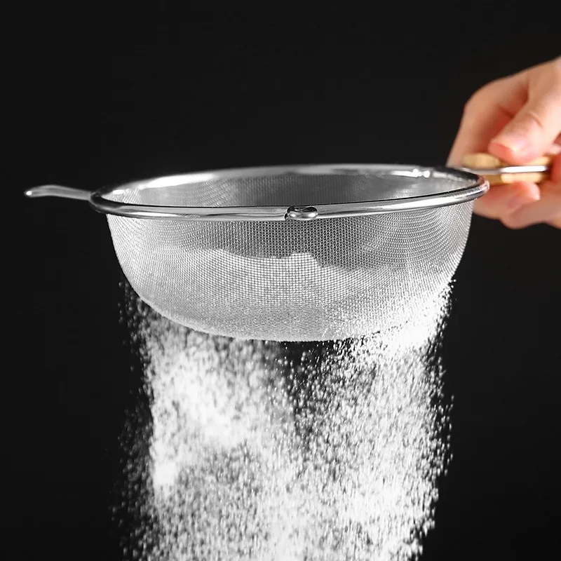 Double Ear Strainer, Long Handle for Noodles & Soup. 30x17cm, Stainless Steel, Heat Resistant - Image 5