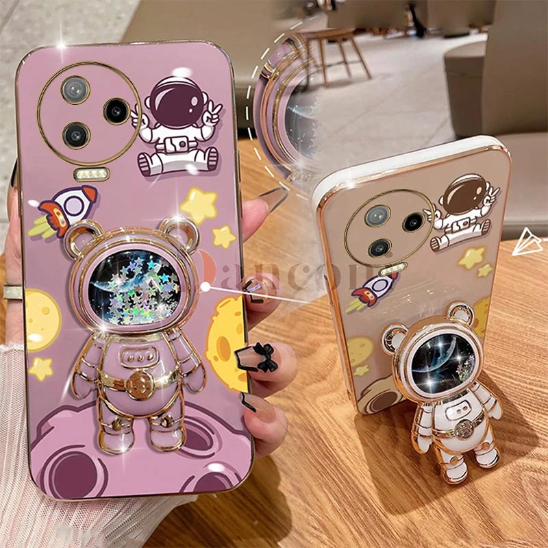 Cheering astronauts Plating Phone Holder Case For Infinix Note 12pro 12 12 VIP 11 11Pro 10 Pro Hot 12 Play 11S 10 20 play Cover