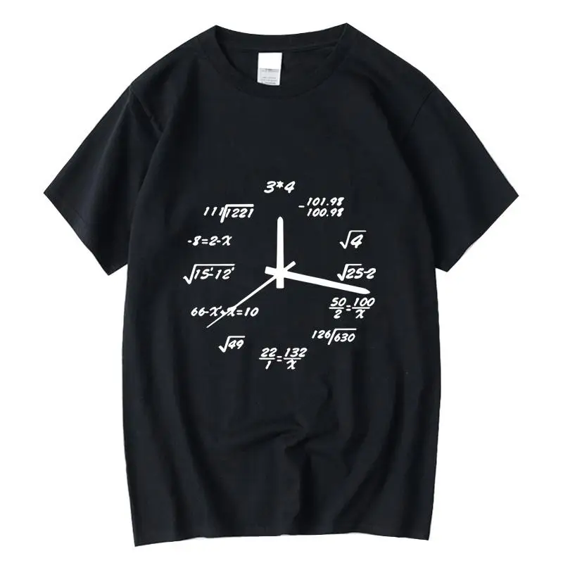 100% cotton Men's T-shirt casual funny math clock Print summer loose o-neck t shirt for men short sleeve t-shirt male tops