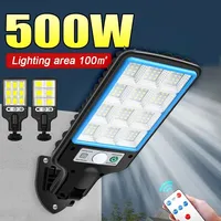 108 COB Sensor Street Lamp 3 Light Modes Outdoor Waterproof Security Solar Lamps for Garden Patio Path Remote Control Light
