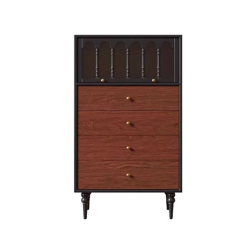 

French retro solid wood chest, antique storage cabinet in the bedroom, small household side cabinet