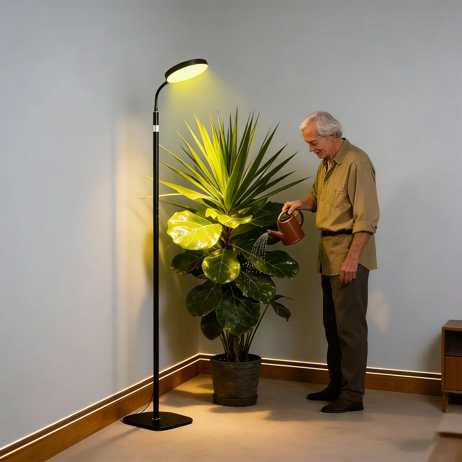 

Adjustable Grow Light Lamp for Tall Indoor Plants, Full Spectrum Standing Light with Heavy Base, Gooseneck & Auto 3/9/12H Timer