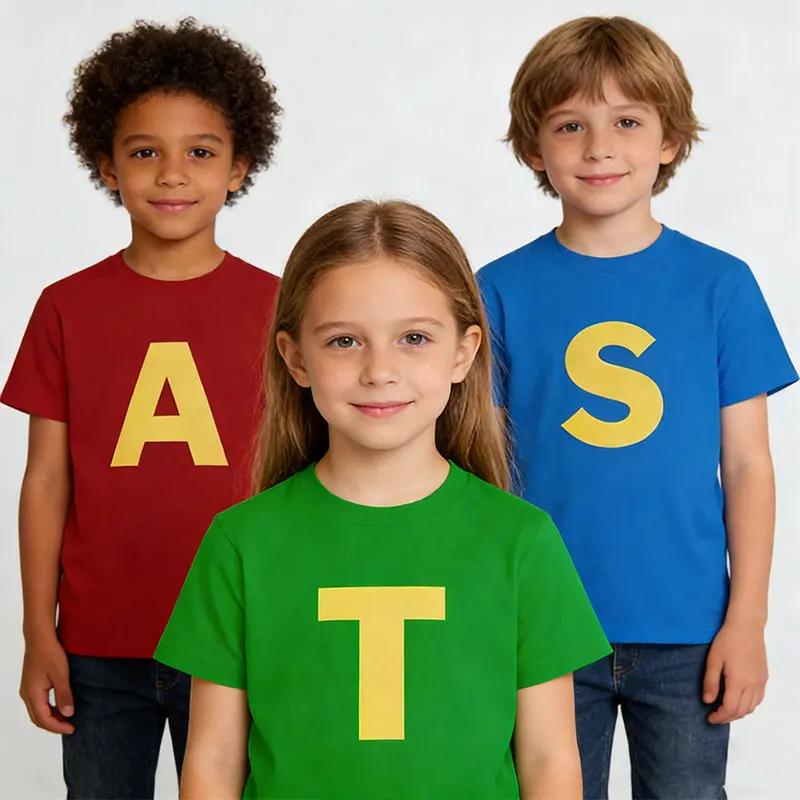 Camisetas de Carnaval de Alvin y los Chipmunks, rojas, para niños y niñas, promoción de la película, diseño gráfico de animación, camiseta de algodón A/S/T
