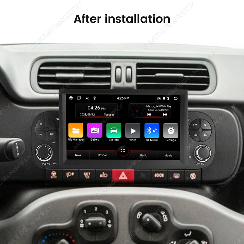 1Din Android 13 Built-in Wireless Carplay Auto Car Radio For Fiat Panda 2013 2014 2015 2016-2020 Multimedia Player GPS Head Unit