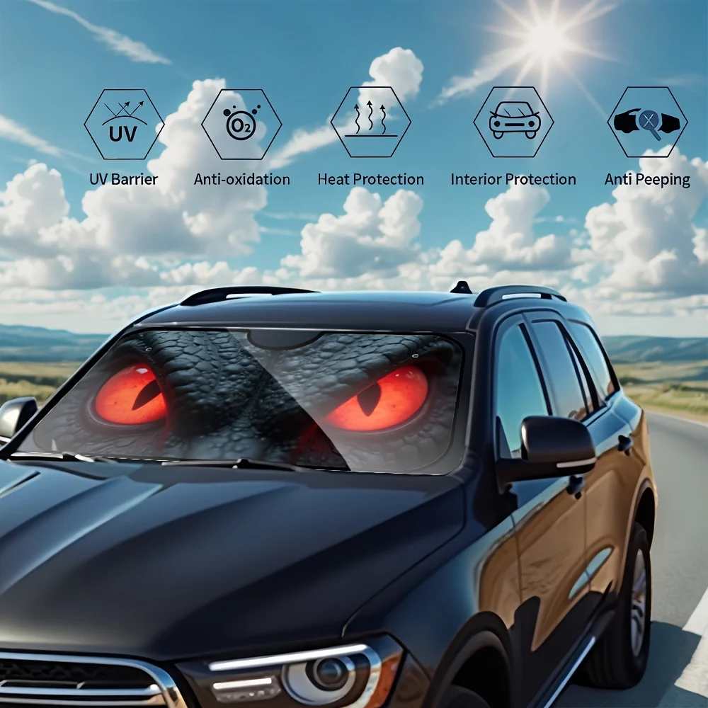 

1 шт. Red-Eyed Alien автомобильный солнцезащитный козырек — защита от ультрафиолета и теплозащитный чехол на лобовое стекло с 4 присосками, подходит для большинства автомобилей, Dur