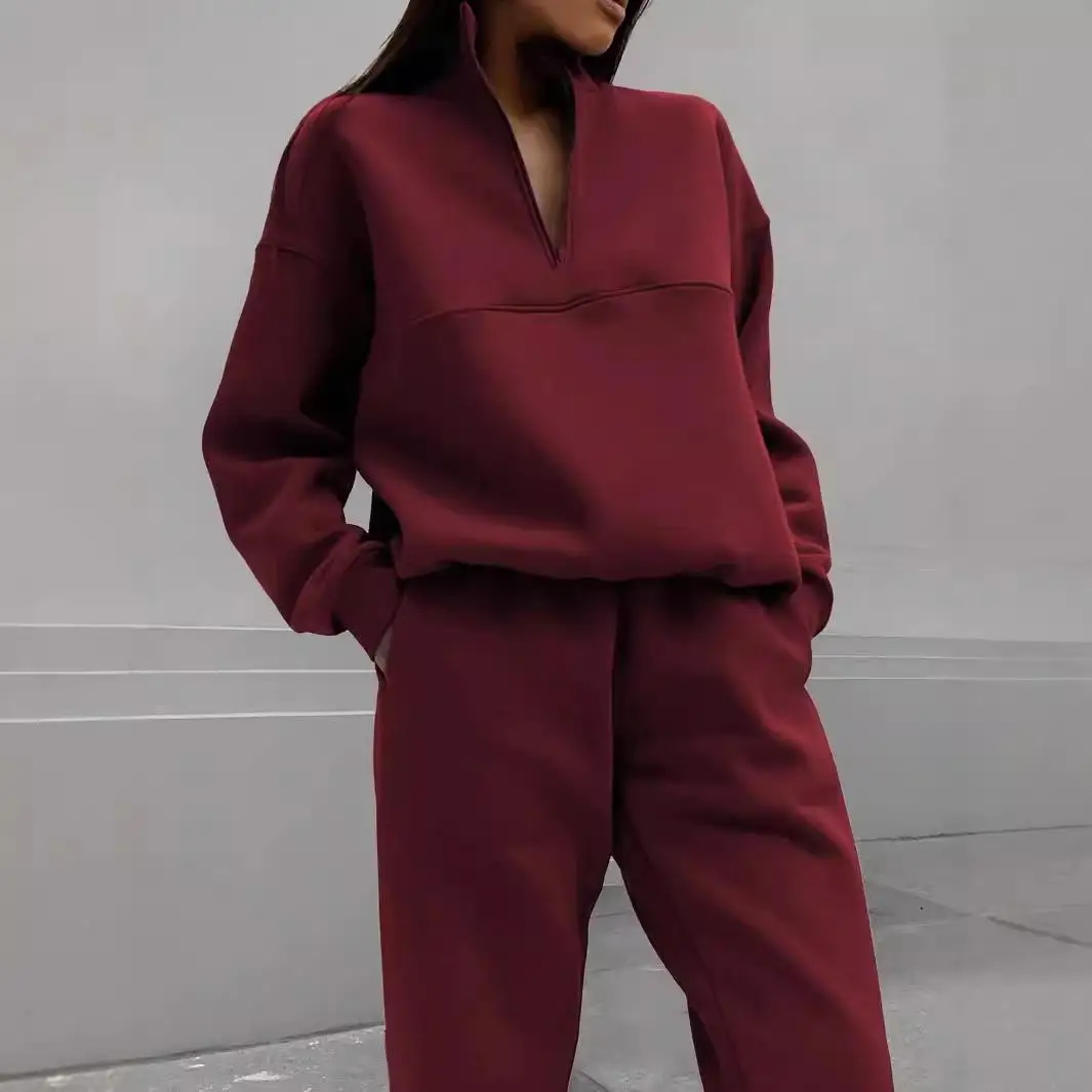 Women's Thi Long Sweatirt AND Long Pants Two Piece Set Winter Faion Canion  Color Commuter SleAdult Size