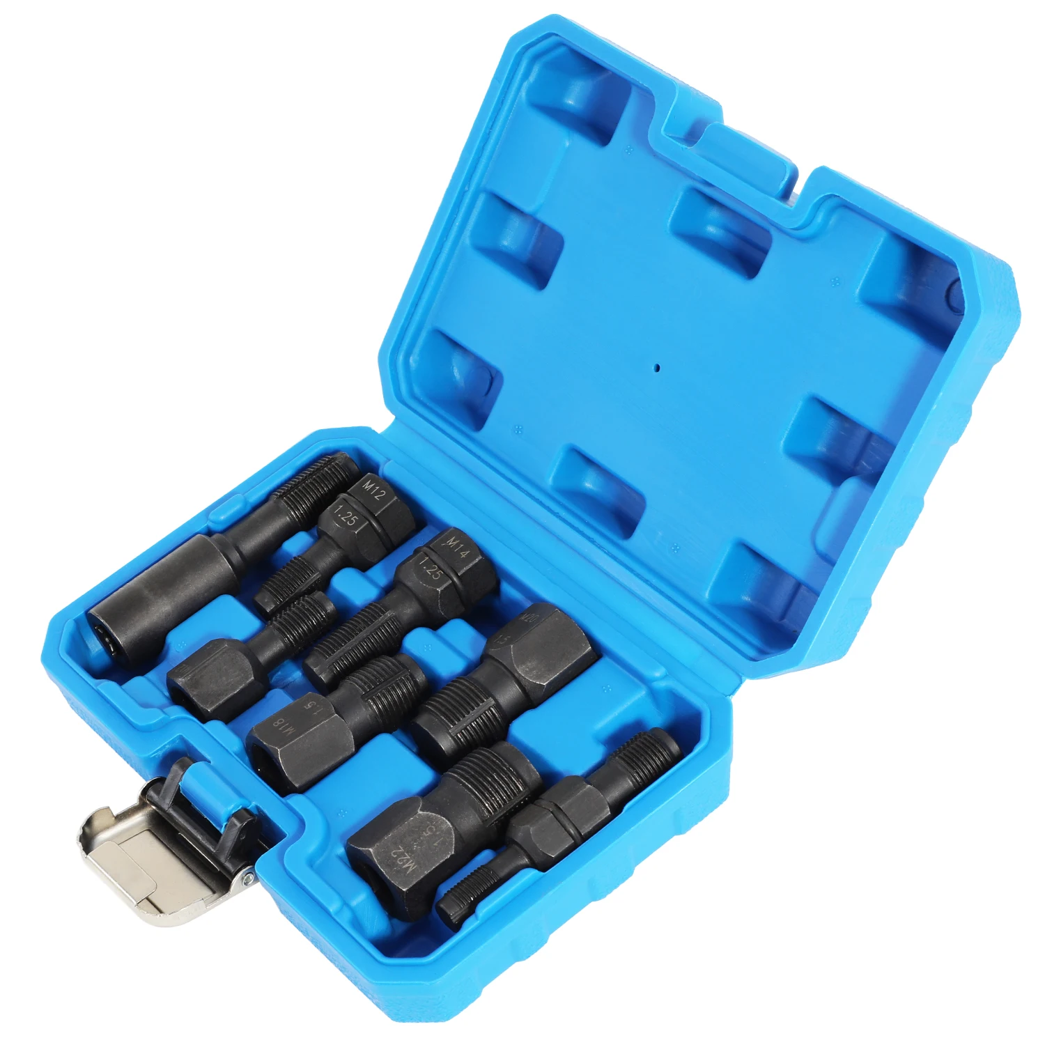 8Pcs Spark Plug Thread Repair Tool Kit Spark Plug Chaser Back Tap Set For Repairing Threads M10 M12 M14 M18 M20 M22