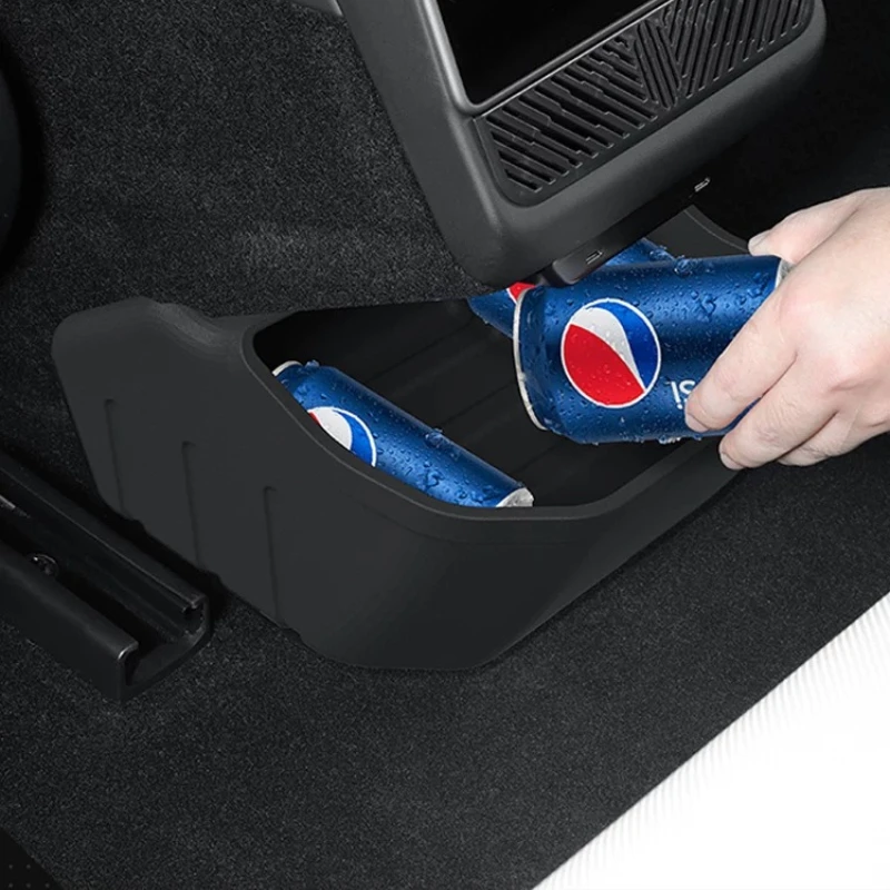 For Tesla New Model 3/Y 2021-2025 Rear Storage Box Car Storage Box Rear Floor Silicone Storage Box Auto Decorative Parts Tools