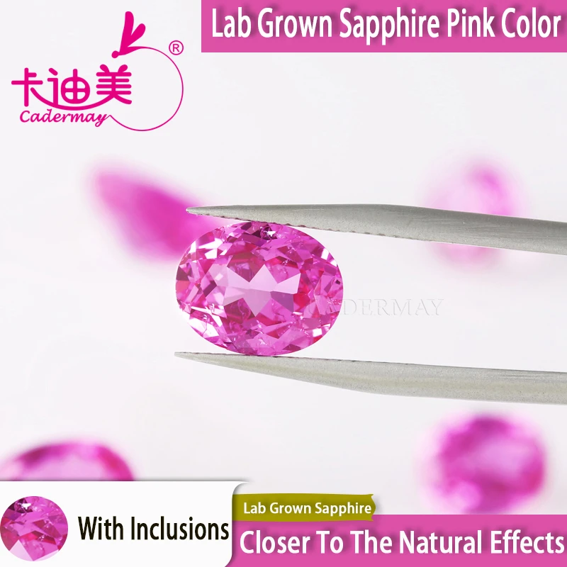 

CADERMAY Oval Cut Lab Grown Pink Sapphire Loose Stones With Inclusions For Rings Necklace Customized Fine Jewelry Making DIY