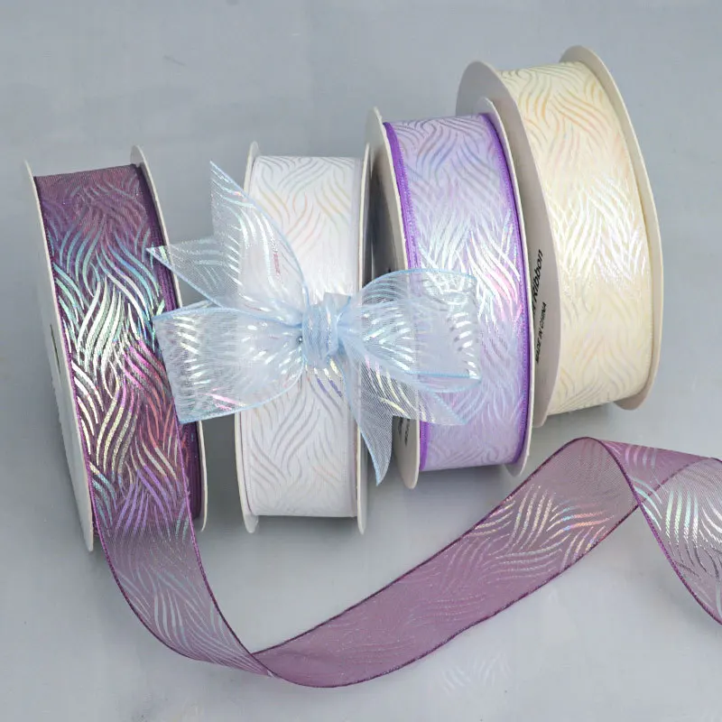 Sparkling Colourful Wave Gauze Ribbon 3cm 20 Yards Ribbons For Sash Gift Bow Handmade Diy Craft Wedding Party Supply Decoration