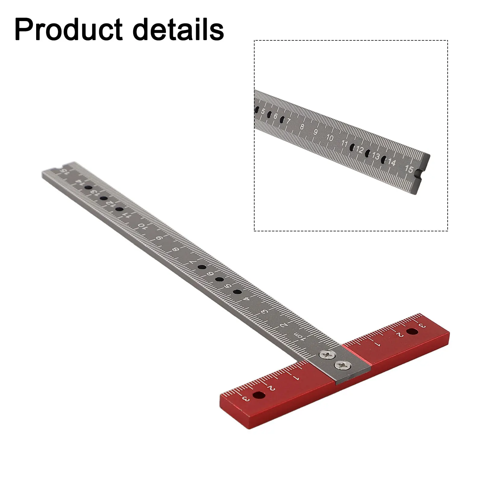 T-Shaped Square Ruler Aluminum Alloy For Woodworking Positioning Carpentry DIY Small Projects 90 Degress Ruler Measuring Tools