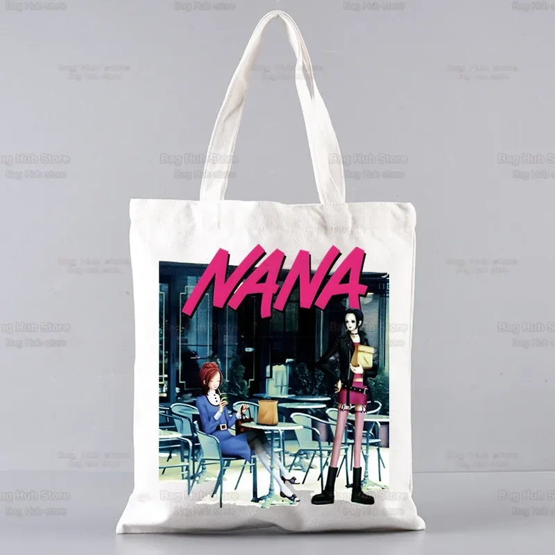 Black Stones NANA Osaki Anime Kawaii Harajuku Women Shopping Bag Canvas Shopper Girl Handbag Tote Shoulder Lady Bag