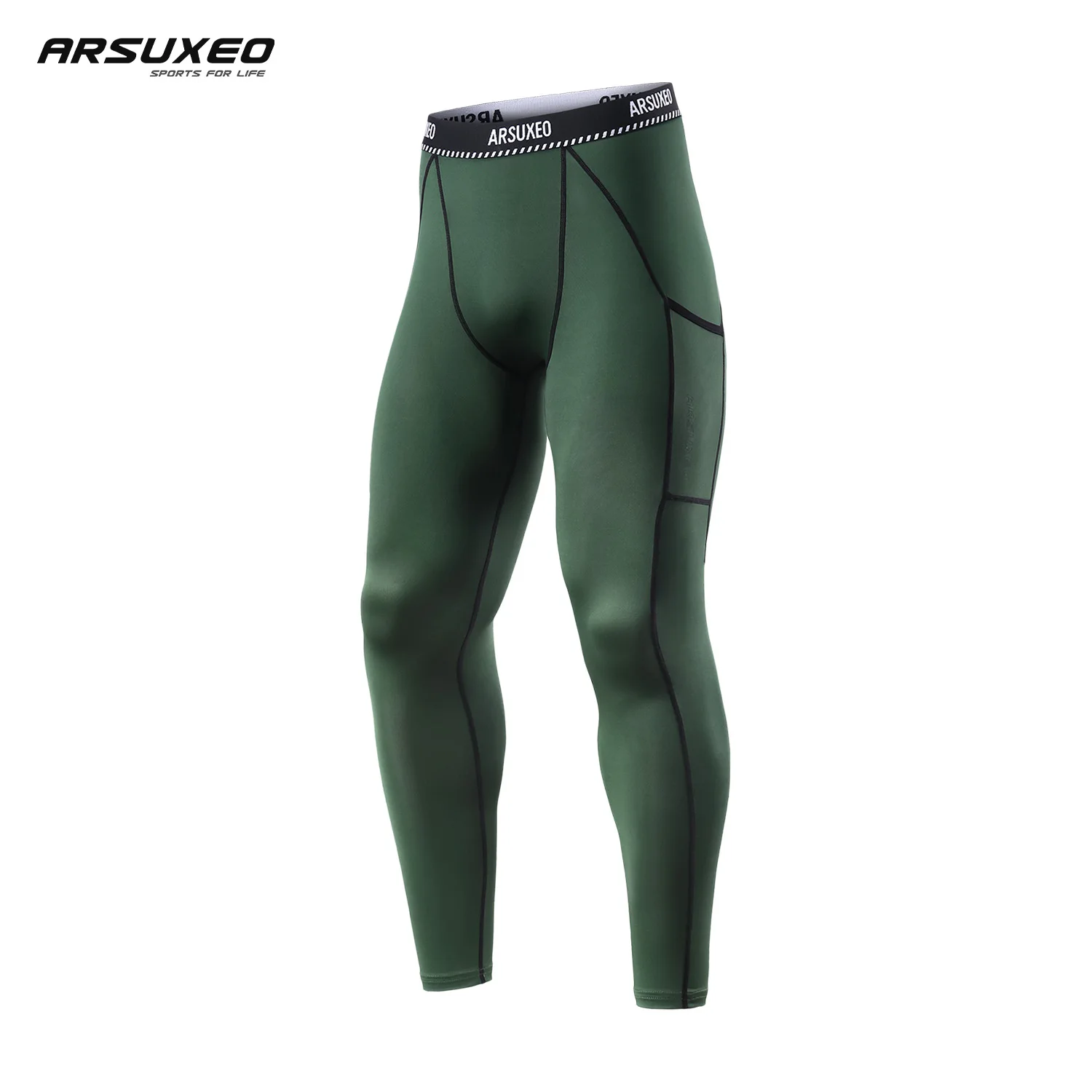 ARSUXEO calzamaglia da corsa Legging a compressione da uomo pantaloni sportivi Fitness ad asciugatura rapida pantaloni da allenamento allenamento