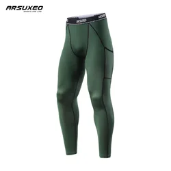 ARSUXEO calzamaglia da corsa Legging a compressione da uomo pantaloni sportivi Fitness ad asciugatura rapida pantaloni da allenamento allenamento Yoga Sportwear