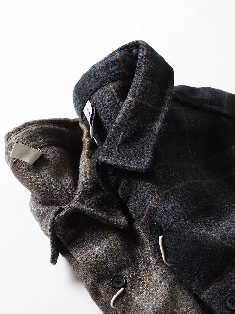 

Casual Plaid Long Sve irt Men's Sle Korean Trendy Brand Autumn Winter New High Quali Haome Jaet Loose Fit Butto...