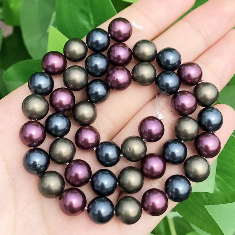 Fine Dark Purple Blue Natural Freshwater Pearl Round Shape Loose Beads For Jewelry Making DIY Bracelet Necklace 6 8 10 12mm 15''