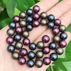 Fine Dark Purple Blue Natural Shell Round Shape Loose Spacer Beads For Jewelry Making DIY Bracelet Necklace 6 8 10 12mm 15''
