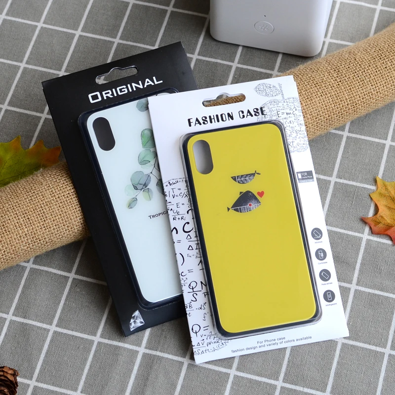 50Pcs/lot Mobile Phone Case Packaging Box Gift Box with Window Cardboard and PVC Tray Display box with Hook up For iphoneX/6/7/8