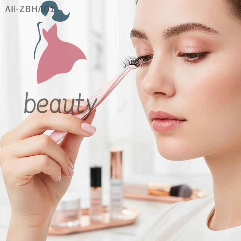 Anti-Stick Matte Eyelash Tweezers 45° Angled Non Slip Grip Spatula Tweezers False Lash Application For Beginners