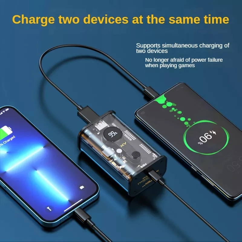 WEKOME 20000 мАч прозрачный Внешний аккумулятор PD20W мини портативный аккумулятор QC 22,5 Вт Быстрое зарядное устройство для iPhone 8-14 Promax Samsung Huawei