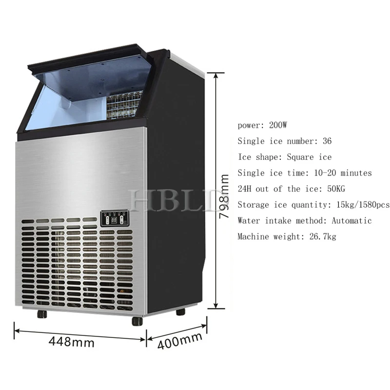 Vertical Electric Ice Maker Stainless Steel Fully Automatic High Quality Large Capacity Household Appliance