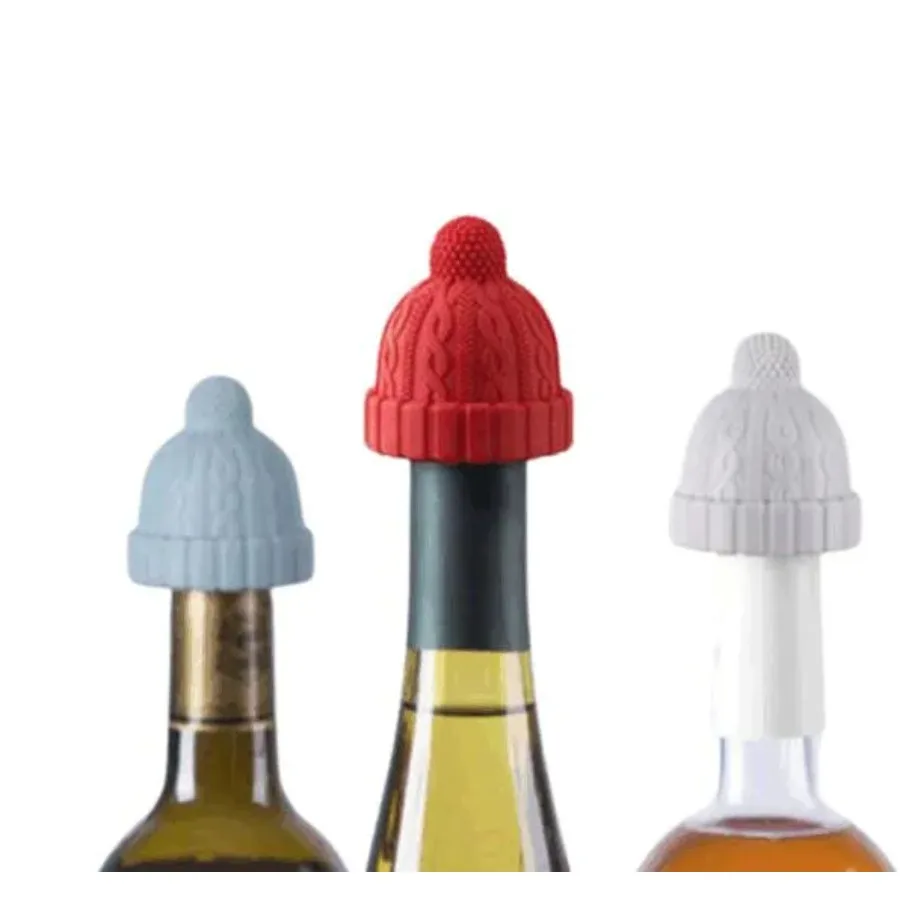 

Beanie Cap Silicone Bottle Stopper Set of 3