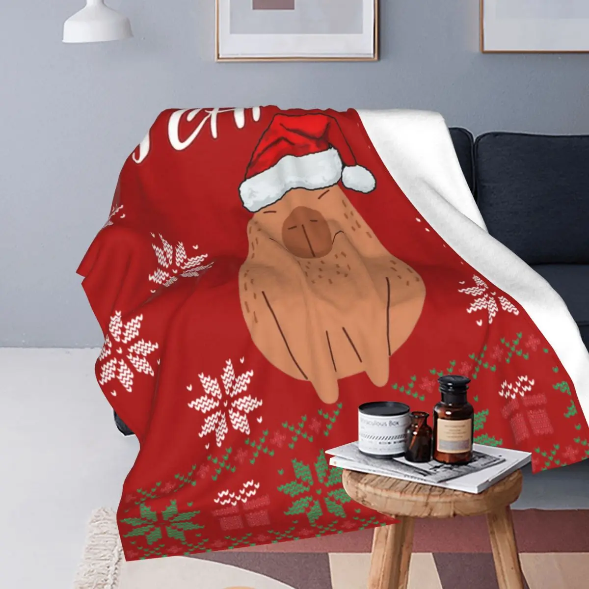 Capy Christmas Capybara Xmas Blankets Fleece Summer Multi-function Lightweight Throw Blankets for Bed Car Bedspreads