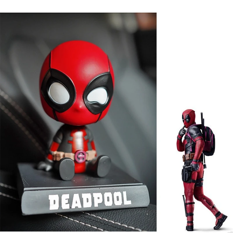 

Marvel Cartoon Creative Car Decoration Toy Figure Shaking Doll Best Gift For Friends Anime Derivative Collectible Item