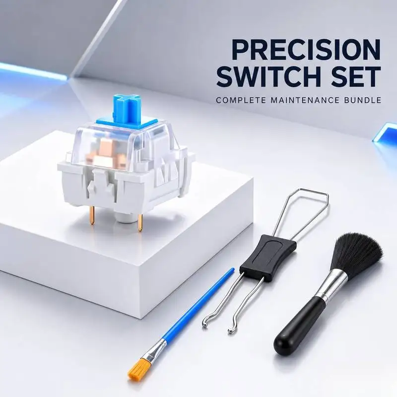 iTLY 3Pin Clicky Tactile Blue Switch 60gf Hot Swappable Pre-lubed Switch Free Pen Black Brush & 2-in-1 Keycap Switch Puller