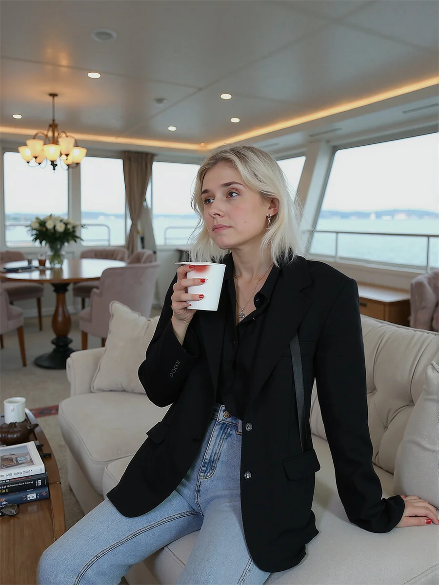 سترة نسائية بيضاء للخريف ملابس للسيدات إبداعية كتلة ألوان جرافيتي لونين منسوجة كاجوال مطرزة بدون قبعة #4