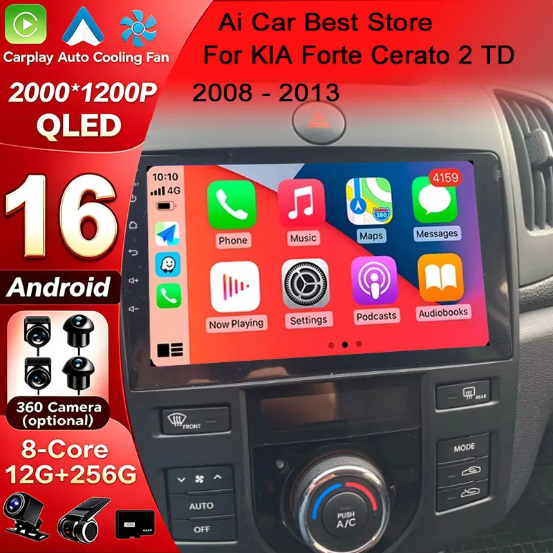 For KIA Forte Cerato 2 Porte Koup 2008 2009 2014 Carplay Auto Screen Wireless Android 16 Auto Car Intelligent Systems AutoMotive