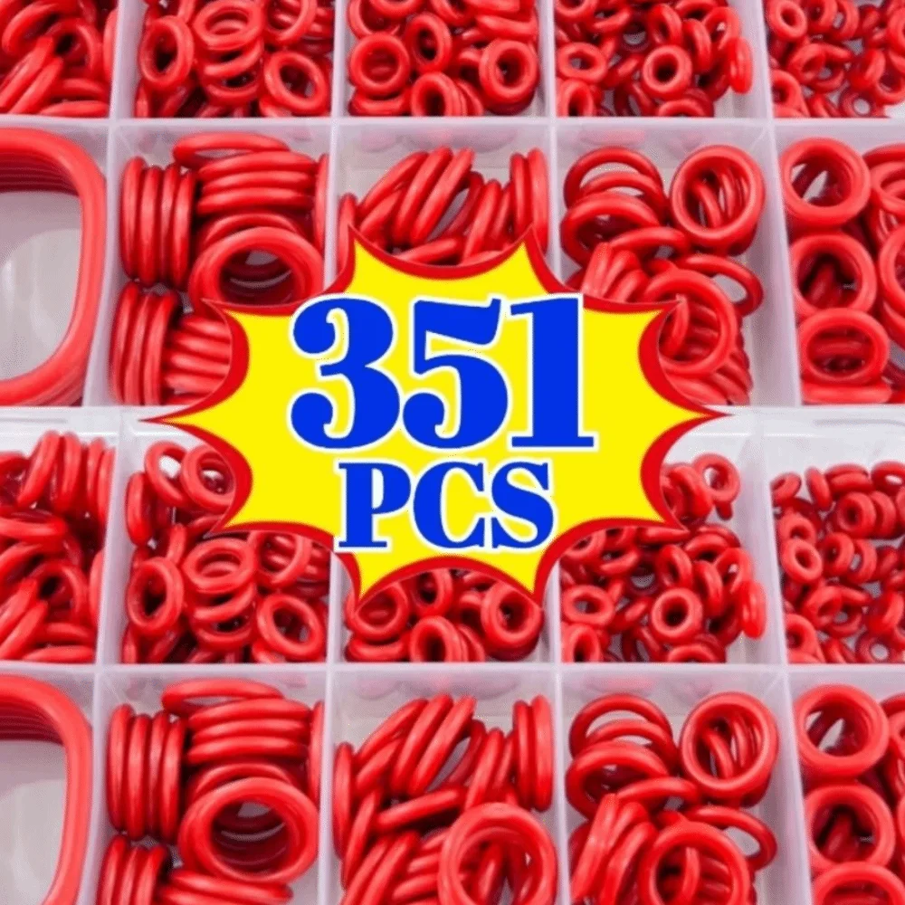 Heat-Resistant Silicone O-Ring Set High-temperature Resistant Oil-Resistant O-Ring Combo Pack Circular Rubber Red Silicone