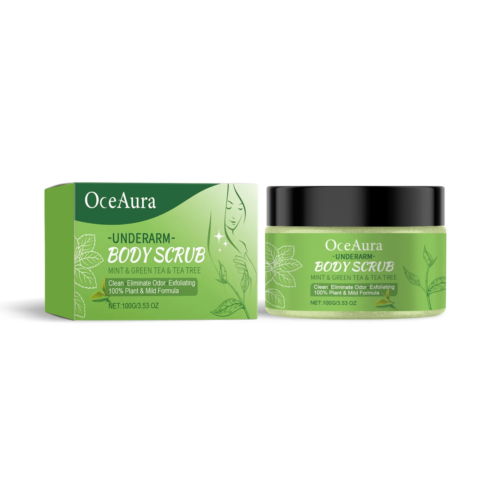 OceAura-exfoliante desintoxicante para axilas, té verde, exfoliante para estudiantes, hombres y mujeres, blanqueamiento de axilas, rejuvenecimiento de las articulaciones, hidratante