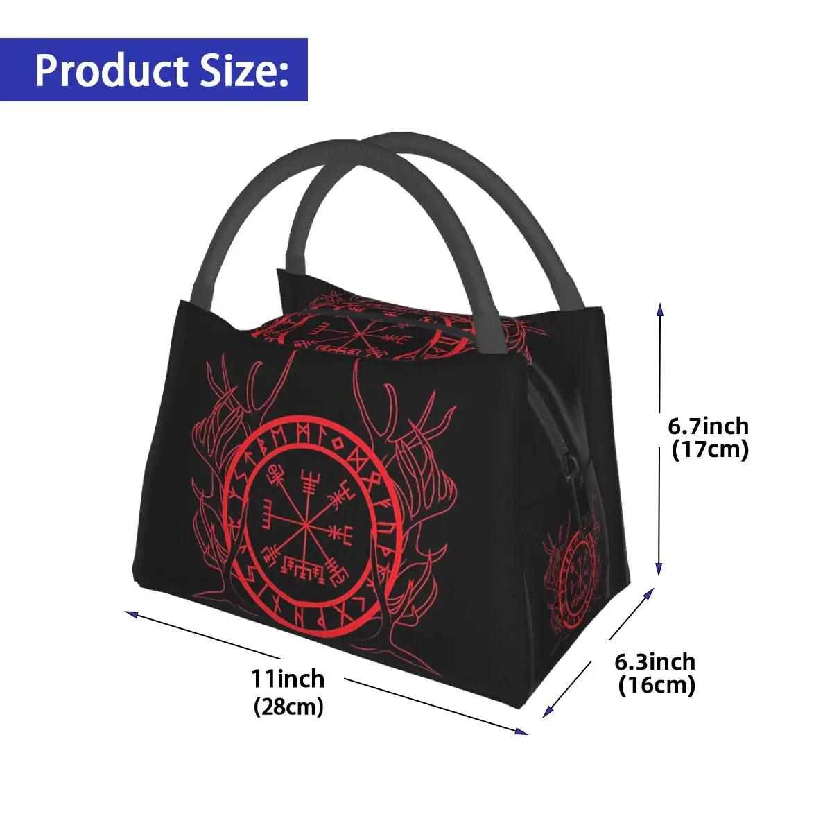 Vegvisir Eikthyrnir, Stag Of Valhalla Viking Art Deer Insulated Lunch Bag for Women Kids Portable Food Boxes Thermal Lunch Box