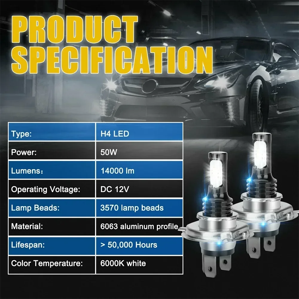 2 x h4 H1 H3 H8 H9 faros ultrabrillantes Suite bombilla de luz antiniebla de haz alto y bajo blanco 6000k LED faro de coche h7 led lámpara Atuo DRL