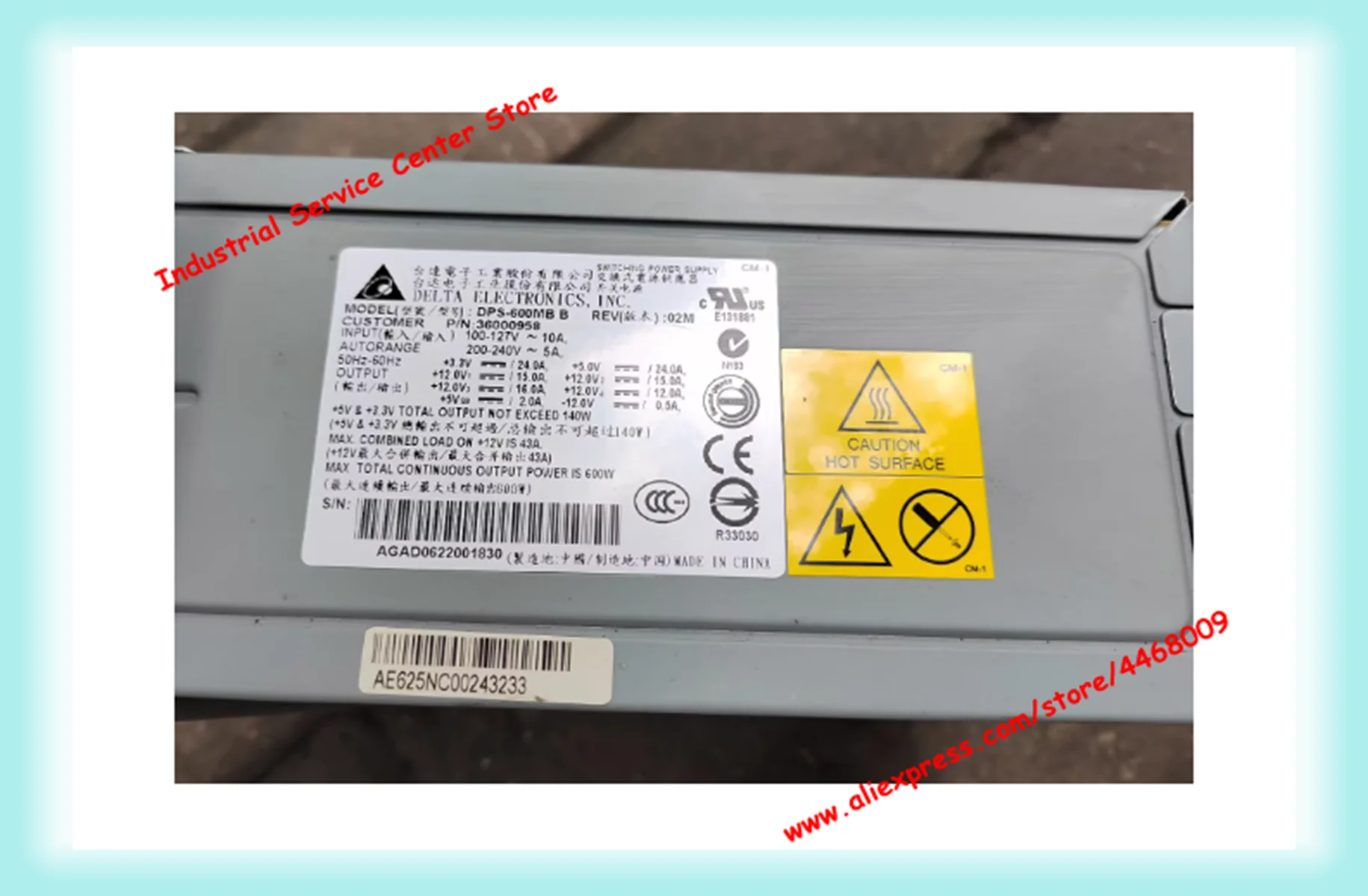 

Новый оригинальный серверный блок питания DPS-600MB B, 600 Вт, 36000958, 2025003