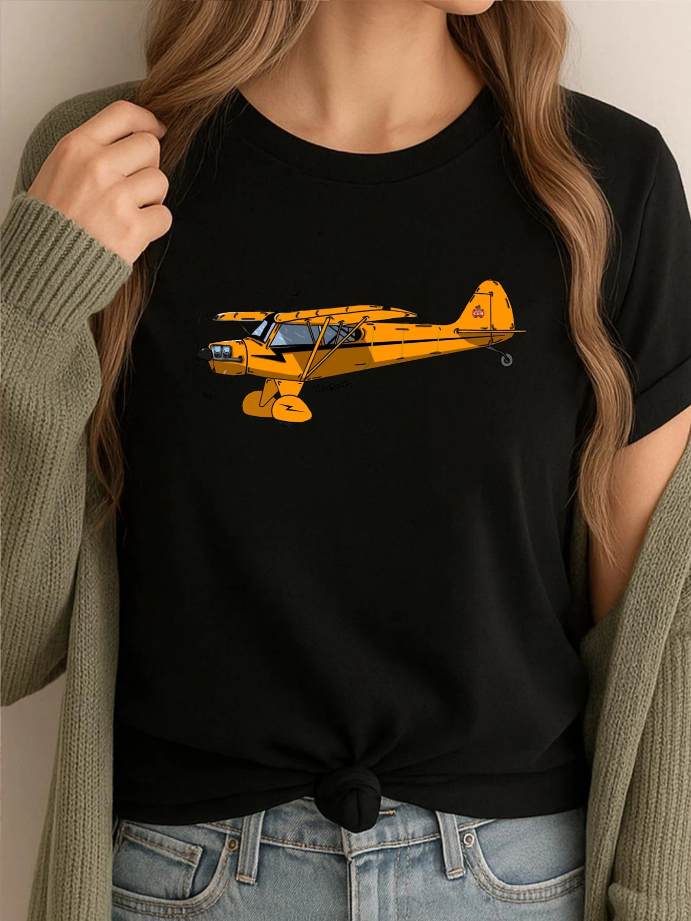 

Piper Cub Мужская дизайнерская одежда Футболки с рисунком Мужская футболка с коротким рукавом Забавные футболки Мужская модная футболка с принтом