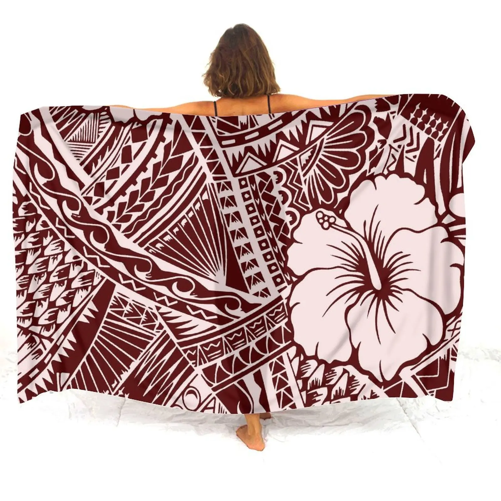 Retro One ชิ้นผ้ากันเปื้อน Sarongs Beach Wrap Polynesian Sun Protection สตรี Sarong ฤดูร้อนดอกไม้ที่กําหนดเองผ้า Sarong กระโปรง