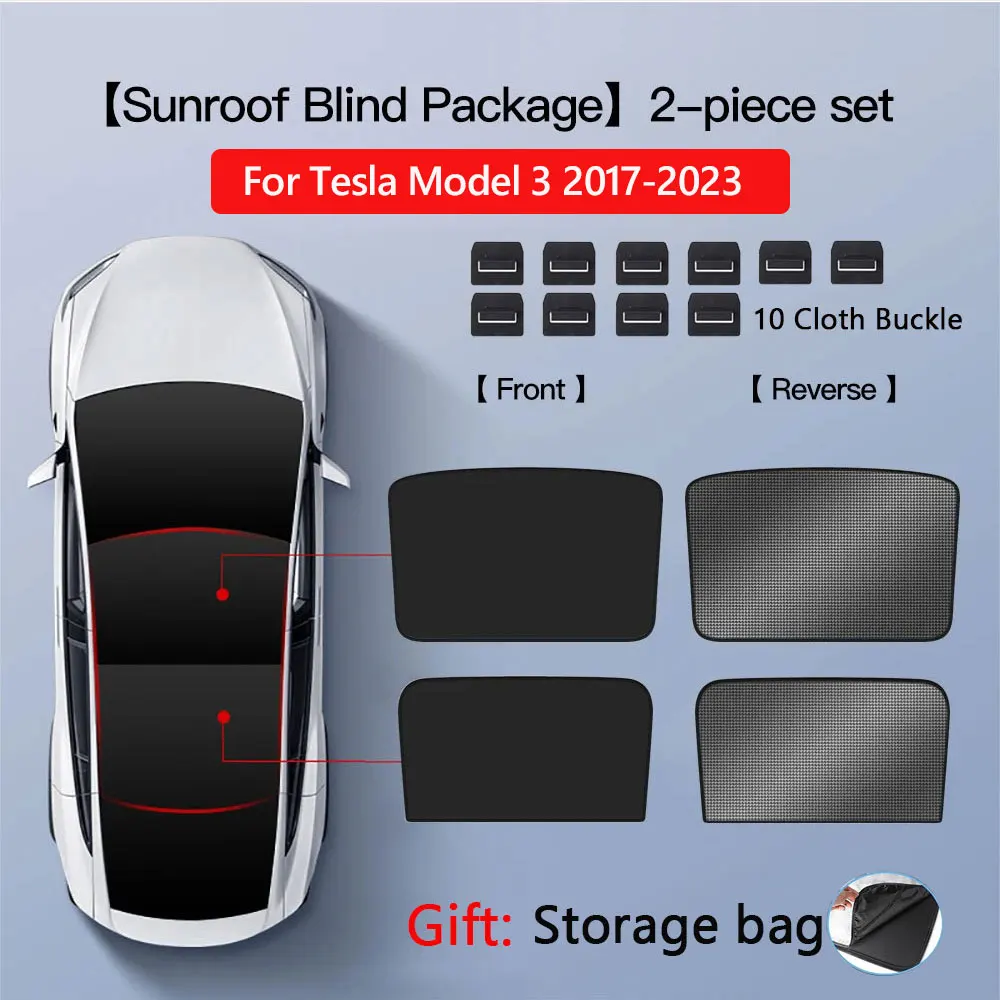 Zonneschermen voor Tesla Model 3 Highland Model Y 2017-2026 IJsdoek Gesp Zonwering Glas Voor Achter Zonnekap Dakraam Accessoire