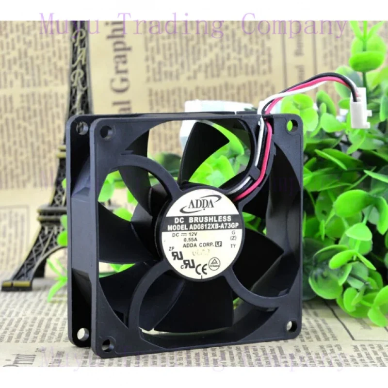 The original  80*80*25 FOR AD0812XB-A73GP DC12V 0.55A 8CM three line of large air fan