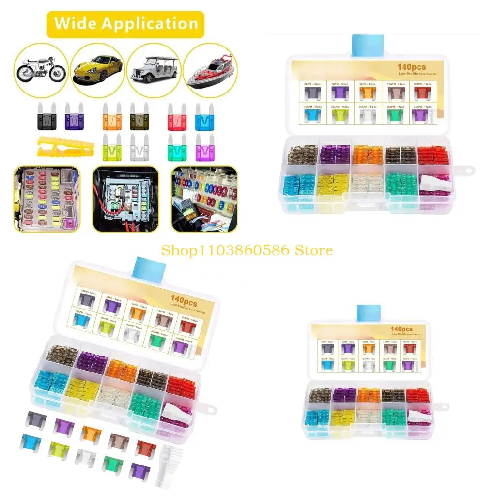 

242A 140pcs Automotive Blade Fuses Mini Blade Fuses Assortment for Car Truck Marine