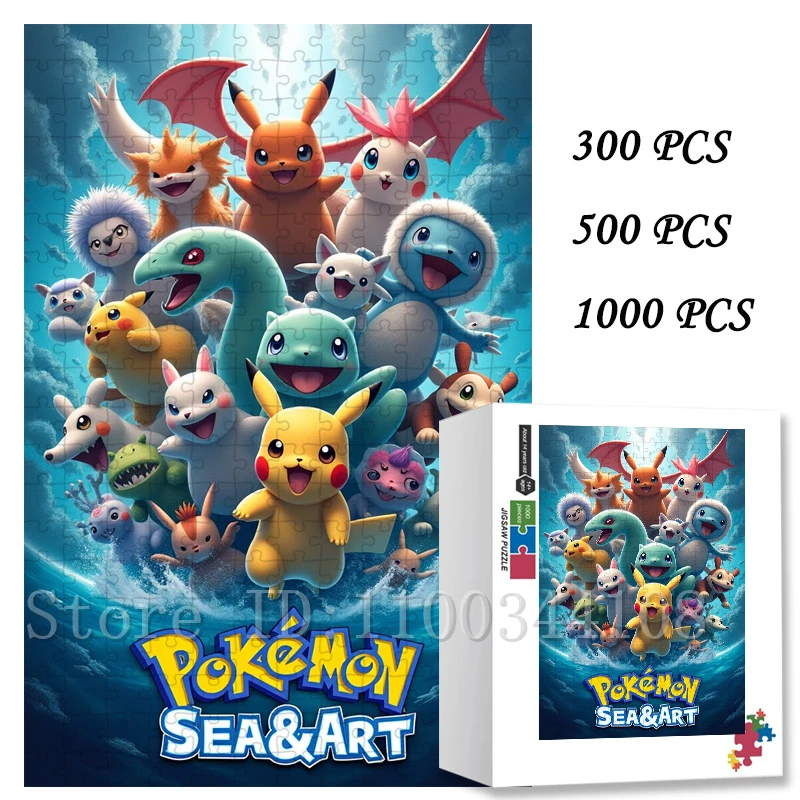

Japanese Anime 300/500/1000 Pieces Puzzles for Adults Stress Relief Toys Pokemon Pikachu Puzzle Children Interactive Game Toys