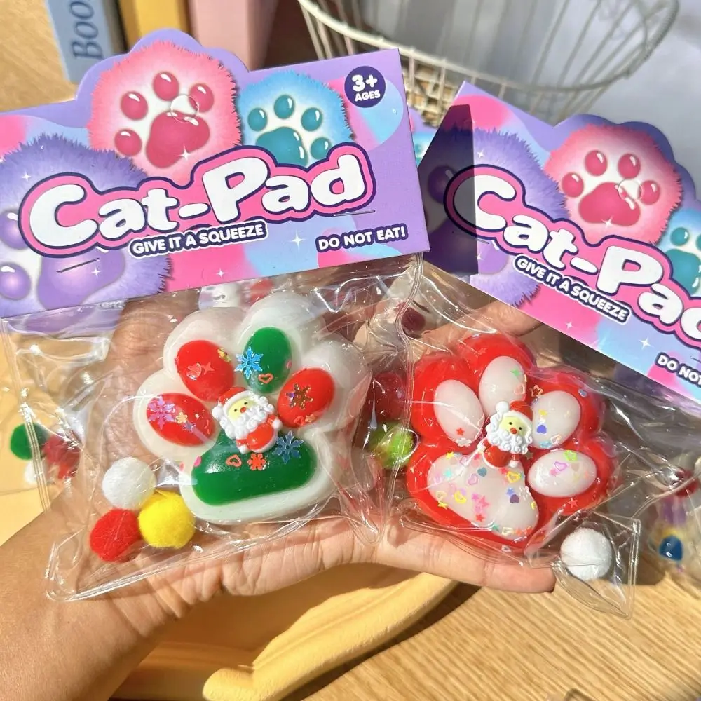 ตลกนวดคริสต์มาส Cat PAW บีบของเล่นซิลิโคน Handmade การ์ตูน Cat Claw ของเล่น 3D ช้า Rebound Cat PAW Pinch ของเล่นเด็ก