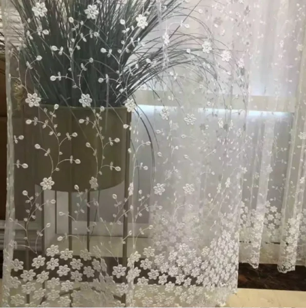 New Pastoral Style Flower Clusters and Exquisite Small Floral Gauze Curtains for Living Room and Bedroom Curtains